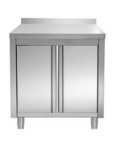 Commercial Worktop Floor Cupboard Hinged doors Stainless steel Width 800mm Depth 700mm Upstand | Stalwart DA-THASR87A