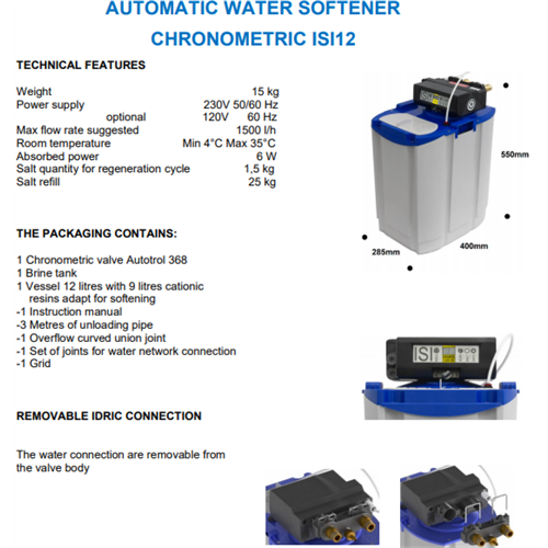 Commercial Automatic Water Softener Chronometric ISI Vessel 12 Litres | Stalwart DA-ABS07AG