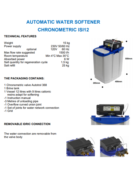 Commercial Automatic Water Softener Chronometric ISI Vessel 12 Litres | Stalwart DA-ABS07AG