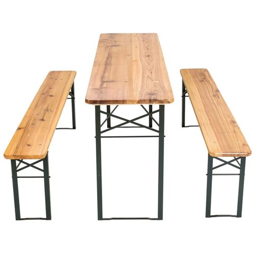 Three Piece Foldable Beer Table and Bench Set, Wooden Outdoor Garden Furniture 1800mm | Stalwart DA-BT18050