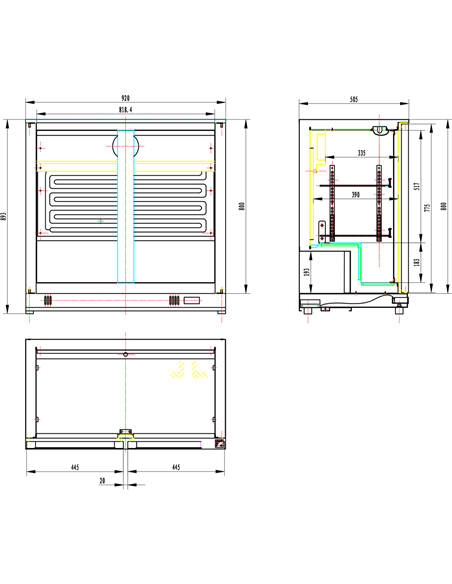Back bar cooler 2 sliding doors 220 litres Black | DA-BC02PS
