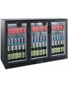 Back bar cooler 3 hinged doors 300 litres Black, height 850mm | Stalwart DA-BC03PP85