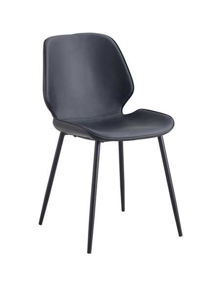 Side Dining Chair PU leather seat Black | Stalwart DA-WW177