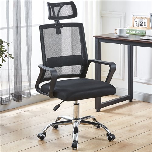 Mesh Office Chair with Headrest Black | Stalwart DA-OC203