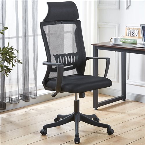 Mesh Office Chair with Headrest Black | Stalwart DA-OC2521