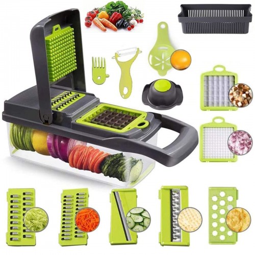 Vegetable Prep Chopper, 15 in 1 Kitchen Mandoline Food Chopper, Slicer, Dicer, Cutter