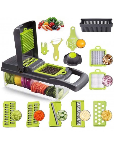 Vegetable Prep Chopper, 15 in 1 Kitchen Mandoline Food Chopper, Slicer, Dicer, Cutter