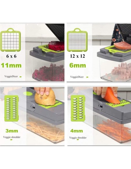 Vegetable Prep Chopper, 15 in 1 Kitchen Mandoline Food Chopper, Slicer, Dicer, Cutter