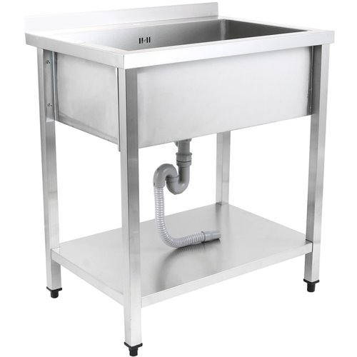 Commercial Pot Wash Sink Stainless steel 1 bowl Splashback Bottom shelf 1200x700x900mm Square legs