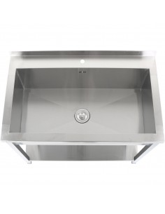 Commercial Pot Wash Sink Stainless steel 1 bowl Splashback Bottom shelf 1200x700x900mm Square legs 2