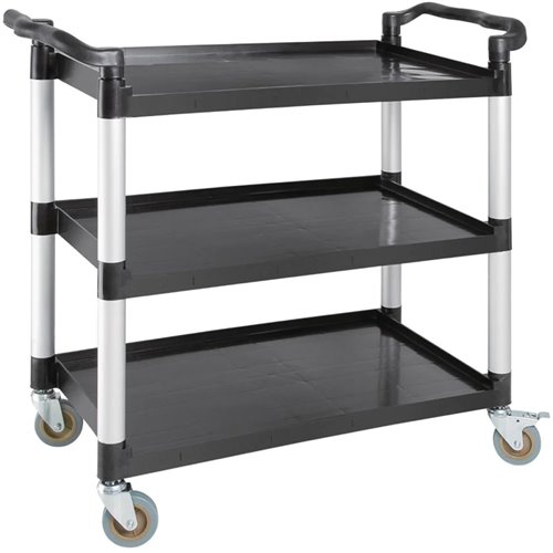 Professional Utility Trolley Multi-purpose 3 tier Black 1070x500x990mm | Stalwart DA-JYXUC407BLACK