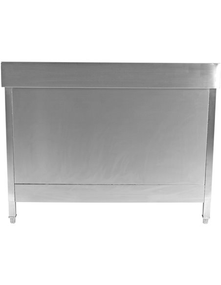 Commercial Worktop Floor Cupboard 2 sliding doors Stainless steel 1800x600x850mm Upstand | Stalwart DA-SCP18060B
