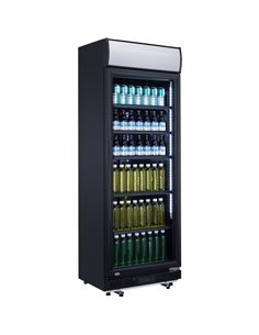 Commercial Drink cooler Upright 402 litres Dynamic cooling Hinged glass door Black Canopy light | Stalwart DA-LG402DFBLACK