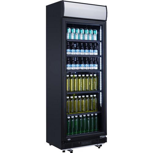 Commercial Drink cooler Upright 402 litres Dynamic cooling Hinged glass door Black Canopy light | Stalwart DA-LG402DFBLACK