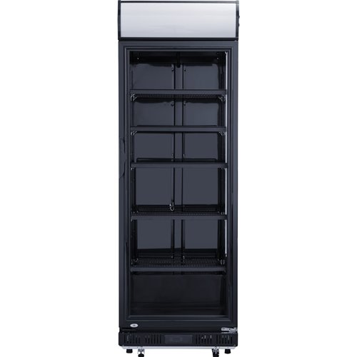 Commercial Drink cooler Upright 402 litres Dynamic cooling Hinged glass door Black Canopy light | Stalwart DA-LG402DFBLACK