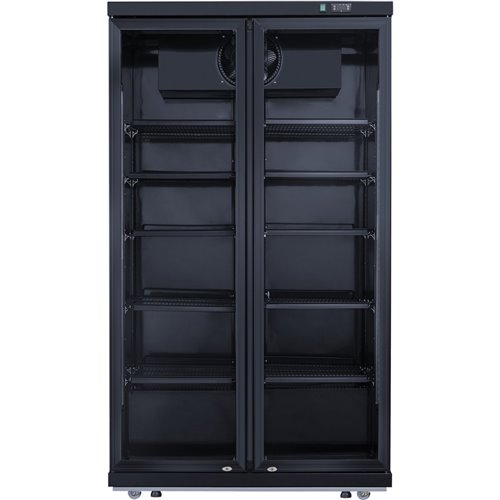 Commercial Bottle cooler Upright 773 litres Fan cooling Twin hinged doors Black Canopy light | Stalwart DA-LG805ABLACK