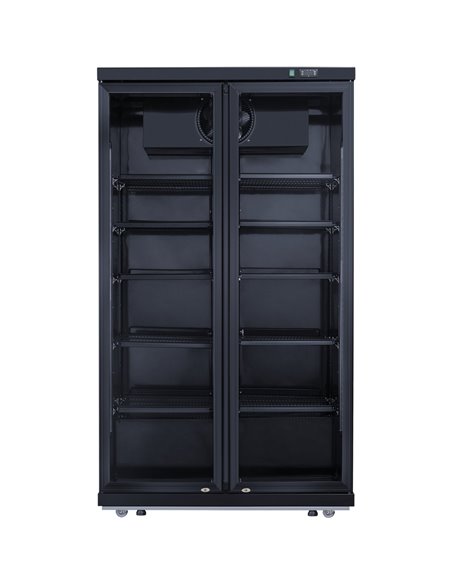 Commercial Bottle cooler Upright 773 litres Fan cooling Twin hinged doors Black Canopy light | Stalwart DA-LG805ABLACK