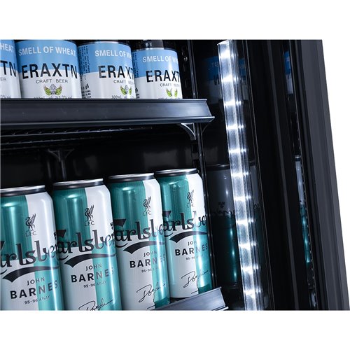 Commercial Bottle cooler Upright 773 litres Fan cooling Twin hinged doors Black Canopy light | Stalwart DA-LG805ABLACK