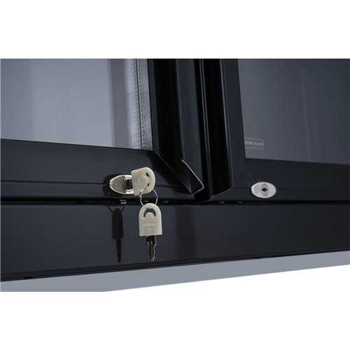 Commercial Bottle cooler Upright 773 litres Fan cooling Twin hinged doors Black Canopy light | Stalwart DA-LG805ABLACK