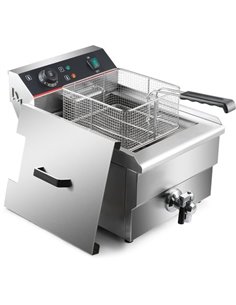 Commercial Fryer Single Electric 16 litre 5kW Countertop Drainage tap | Stalwart DA-HEF161V