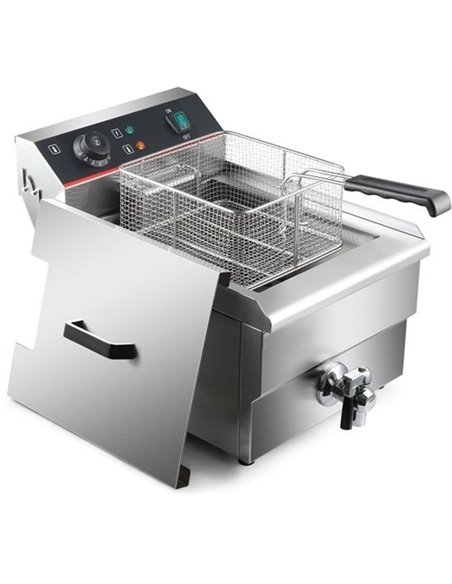 Commercial Fryer Single Electric 16 litre 5kW Countertop Drainage tap | Stalwart DA-HEF161V