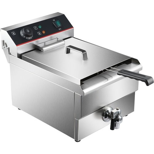 Commercial Fryer Single Electric 16 litre 5kW Countertop Drainage tap | Stalwart DA-HEF161V