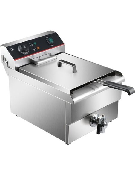 Commercial Fryer Single Electric 16 litre 5kW Countertop Drainage tap | Stalwart DA-HEF161V