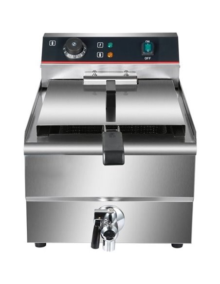 Commercial Fryer Single Electric 16 litre 5kW Countertop Drainage tap | Stalwart DA-HEF161V