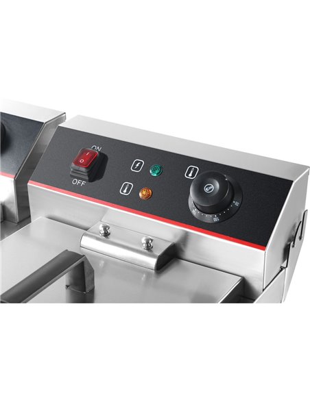 Commercial Fryer Double Electric 2x16 litre 10kW Countertop Drainage tap | Stalwart DA-HEF162V