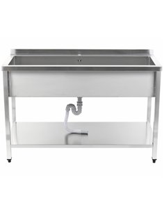 Commercial Pot Wash Sink Stainless steel 1 bowl Splashback Bottom shelf 1800x600x900mm Square legs | Stalwart DA-PSA18060U