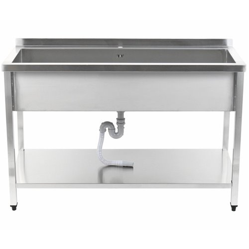 Commercial Pot Wash Sink Stainless steel 1 bowl Splashback Bottom shelf 1800x600x900mm Square legs | Stalwart DA-PSA18060U