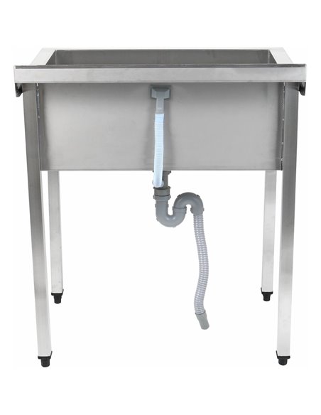 Commercial Pot Wash Sink Stainless steel 1 bowl Splashback 800x600x900mm Square legs | Stalwart DA-PSA8060