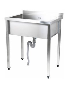 Commercial Pot Wash Sink Stainless steel 1 bowl Splashback 800x700x900mm Square legs | Stalwart DA-PSA8070