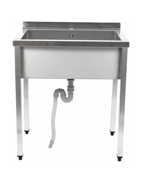 Commercial Pot Wash Sink Stainless steel 1 bowl Splashback 1200x700x900mm Square legs | Stalwart DA-PSA12070