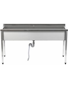 Commercial Pot Wash Sink Stainless steel 1 bowl Splashback 1400x700x900mm Square legs | Stalwart DA-PSA14070