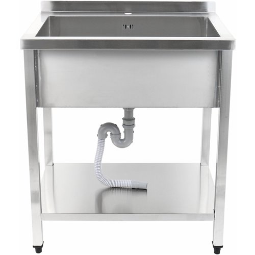 Commercial Pot Wash Sink Stainless steel 1 bowl Splashback Bottom shelf 800x600x900mm Square legs | Stalwart DA-PSA8060U