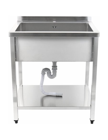 Commercial Pot Wash Sink Stainless steel 1 bowl Splashback Bottom shelf 800x600x900mm Square legs | Stalwart DA-PSA8060U