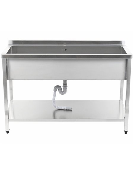 Commercial Pot Wash Sink Stainless steel 1 bowl Splashback Bottom shelf 1400x600x900mm Square legs | Stalwart DA-PSA14060U