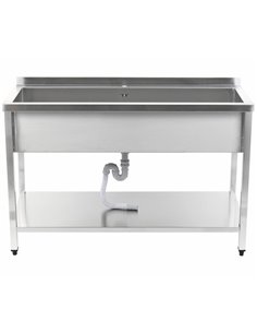 Commercial Pot Wash Sink Stainless steel 1 bowl Splashback Bottom shelf 1600x600x900mm Square legs | Stalwart DA-PSA16060U