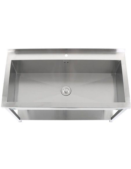 Commercial Pot Wash Sink Stainless steel 1 bowl Splashback Bottom shelf 1600x600x900mm Square legs | Stalwart DA-PSA16060U