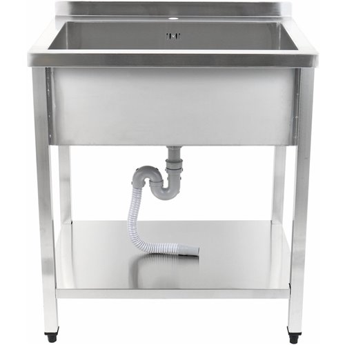 Commercial Pot Wash Sink Stainless steel 1 bowl Splashback Bottom shelf 800x700x900mm Square legs | Stalwart DA-PSA8070U