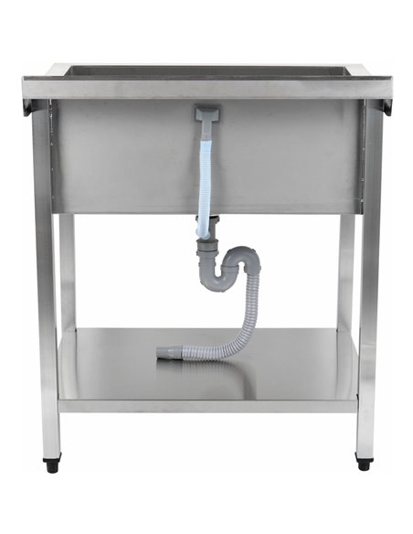 Commercial Pot Wash Sink Stainless steel 1 bowl Splashback Bottom shelf 1000x700x900mm Square legs | Stalwart DA-PSA10070U