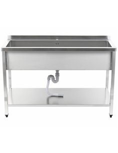 Commercial Pot Wash Sink Stainless steel 1 bowl Splashback Bottom shelf 1400x700x900mm Square legs | Stalwart DA-PSA14070U