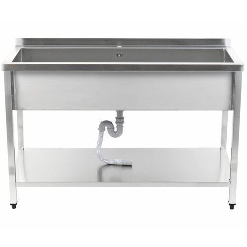 Commercial Pot Wash Sink Stainless steel 1 bowl Splashback Bottom shelf 1400x700x900mm Square legs | Stalwart DA-PSA14070U