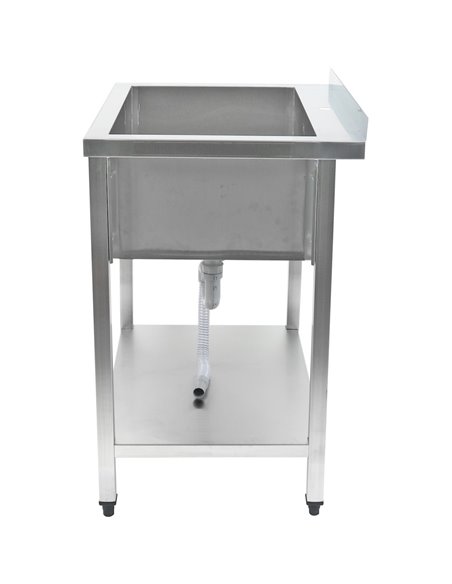 Commercial Pot Wash Sink Stainless steel 1 bowl Splashback Bottom shelf 1400x700x900mm Square legs | Stalwart DA-PSA14070U