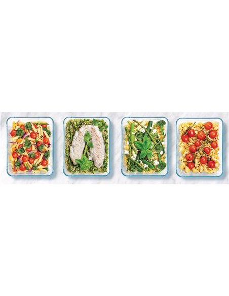 
Pyrex Batch Cooking Cook & Freeze Food Storage Glass Containers Set Of 4 1.5 Ltr