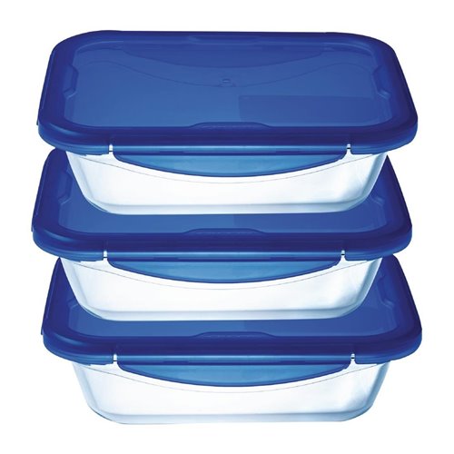 
Pyrex Batch Cooking Cook & Go Food Storage Glass Containers Set of 3 0.8 ml