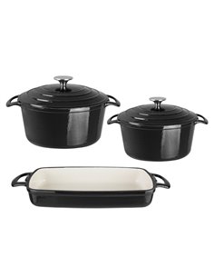 
Vogue Cook Like A Pro 3-Piece Cast Iron Casserole Dish Set