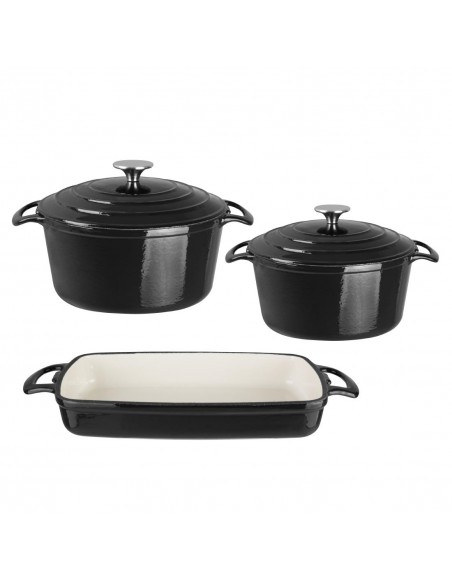 
Vogue Cook Like A Pro 3-Piece Cast Iron Casserole Dish Set