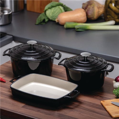 
Vogue Cook Like A Pro 3-Piece Cast Iron Casserole Dish Set